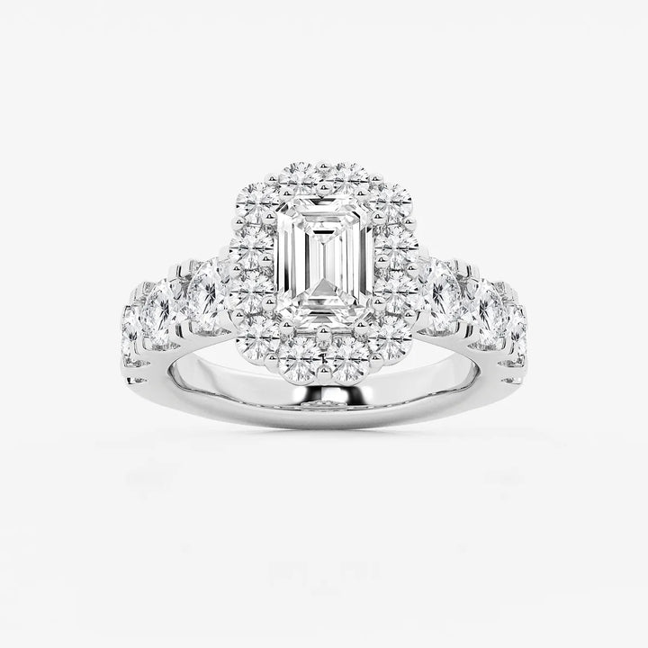 Regalia Lumière Emerald Cut Lab-Grown Diamond Double Row Halo Engagement Ring