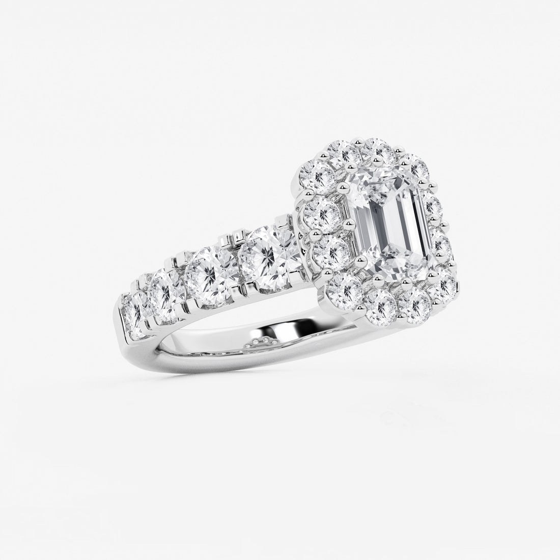 Regalia Lumière Emerald Cut Lab-Grown Diamond Double Row Halo Engagement Ring