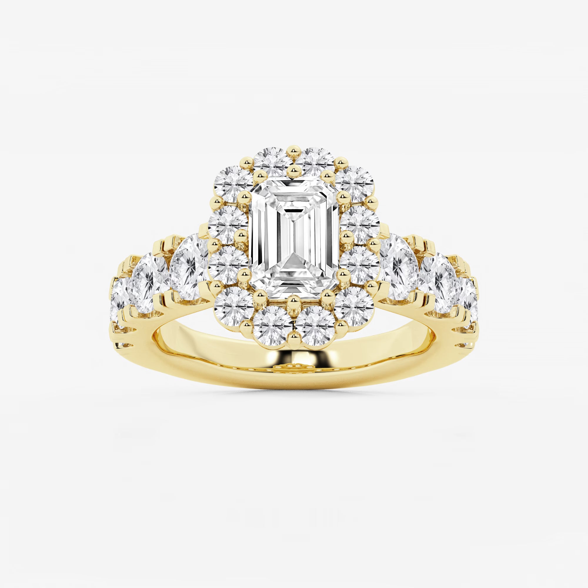 Regalia Lumière Emerald Cut Lab-Grown Diamond Double Row Halo Engagement Ring