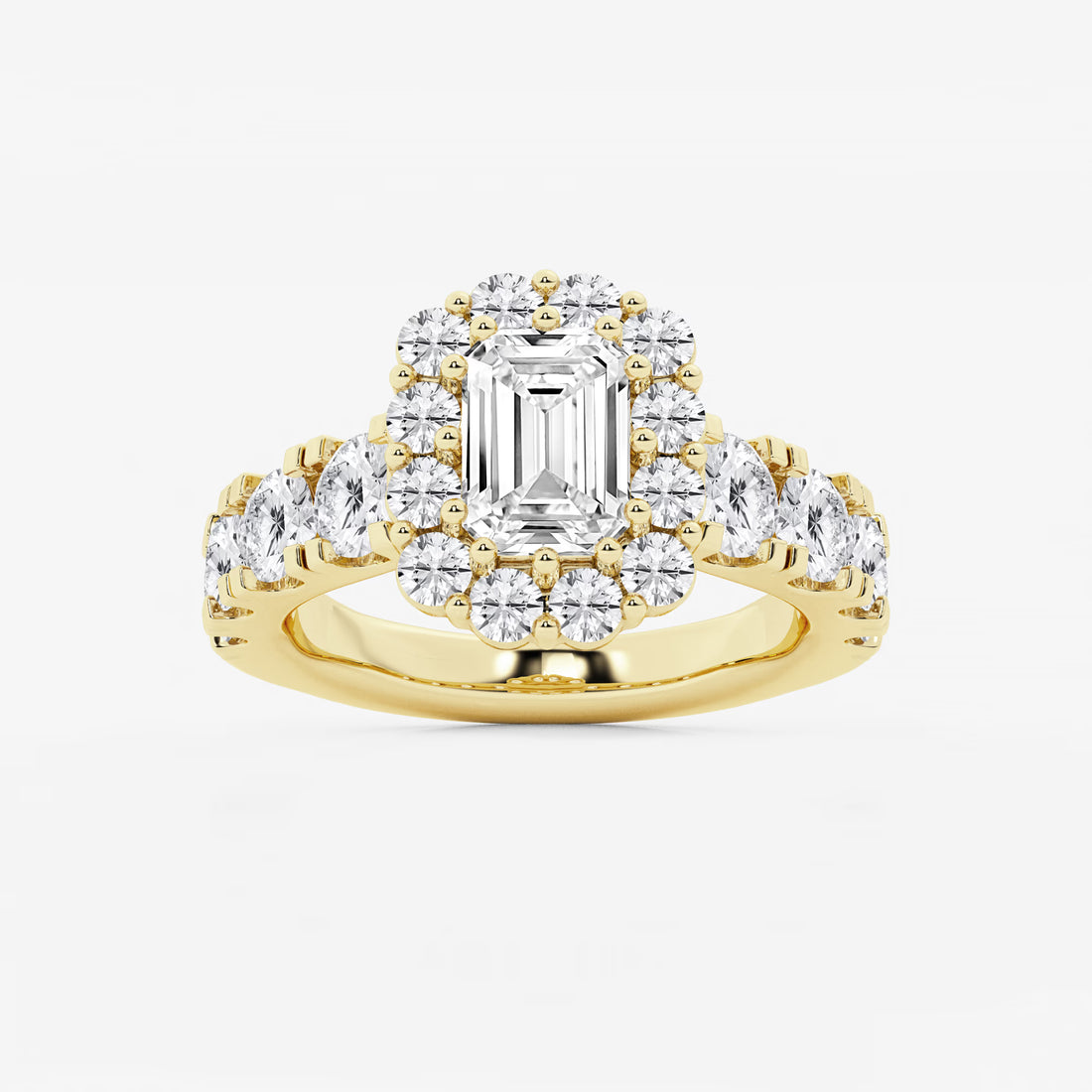 Regalia Lumière Emerald Cut Lab-Grown Diamond Double Row Halo Engagement Ring
