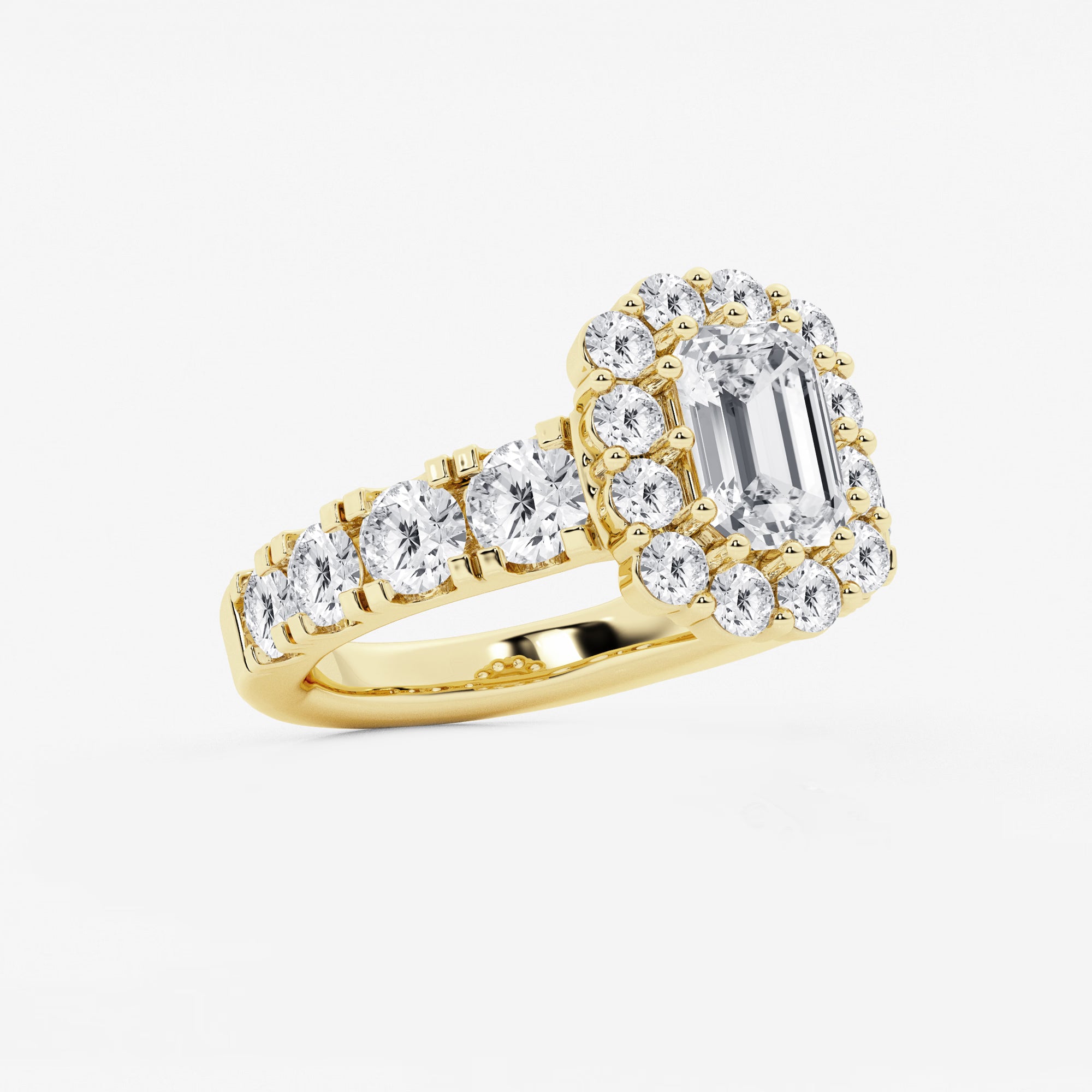 Regalia Lumière Emerald Cut Lab-Grown Diamond Double Row Halo Engagement Ring
