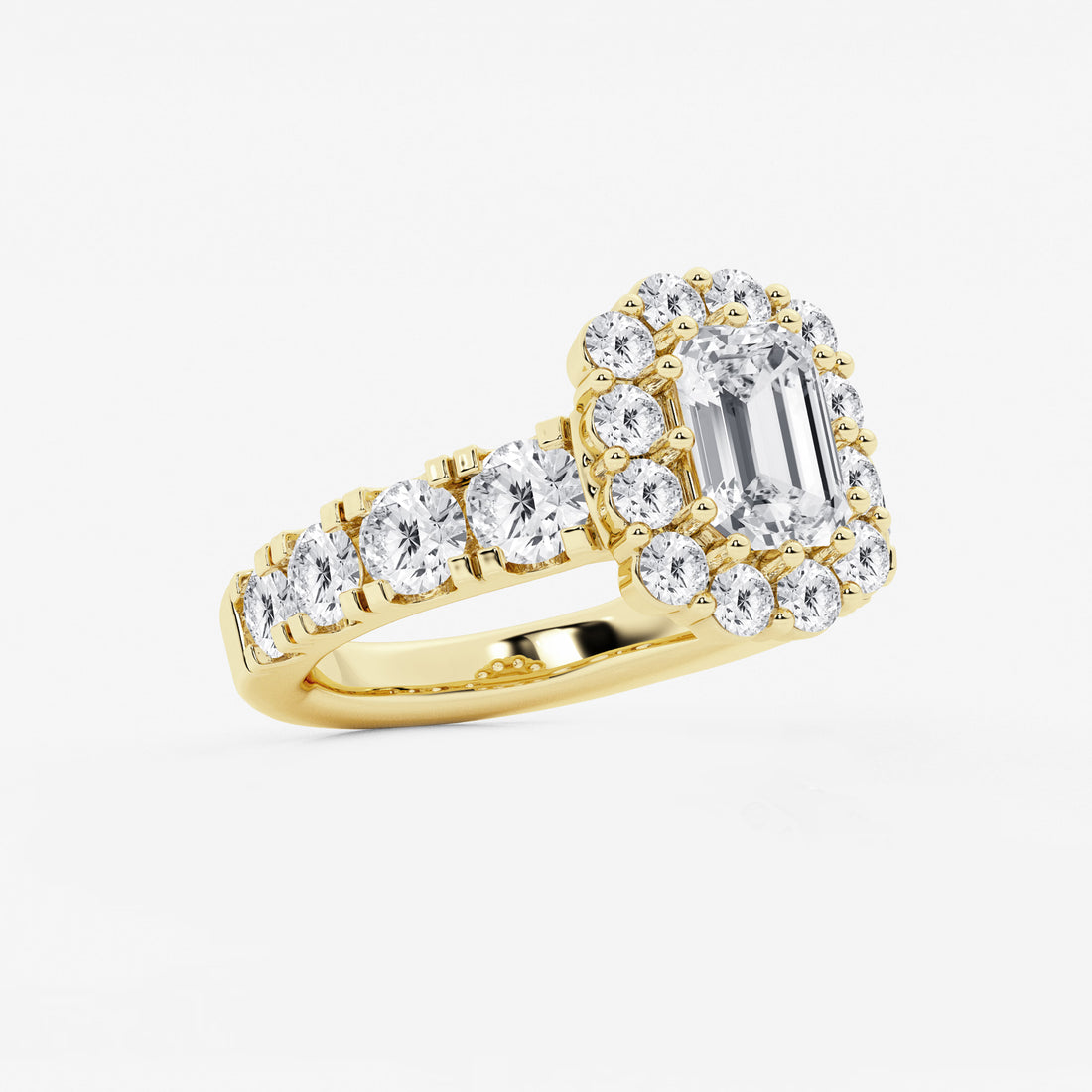 Regalia Lumière Emerald Cut Lab-Grown Diamond Double Row Halo Engagement Ring