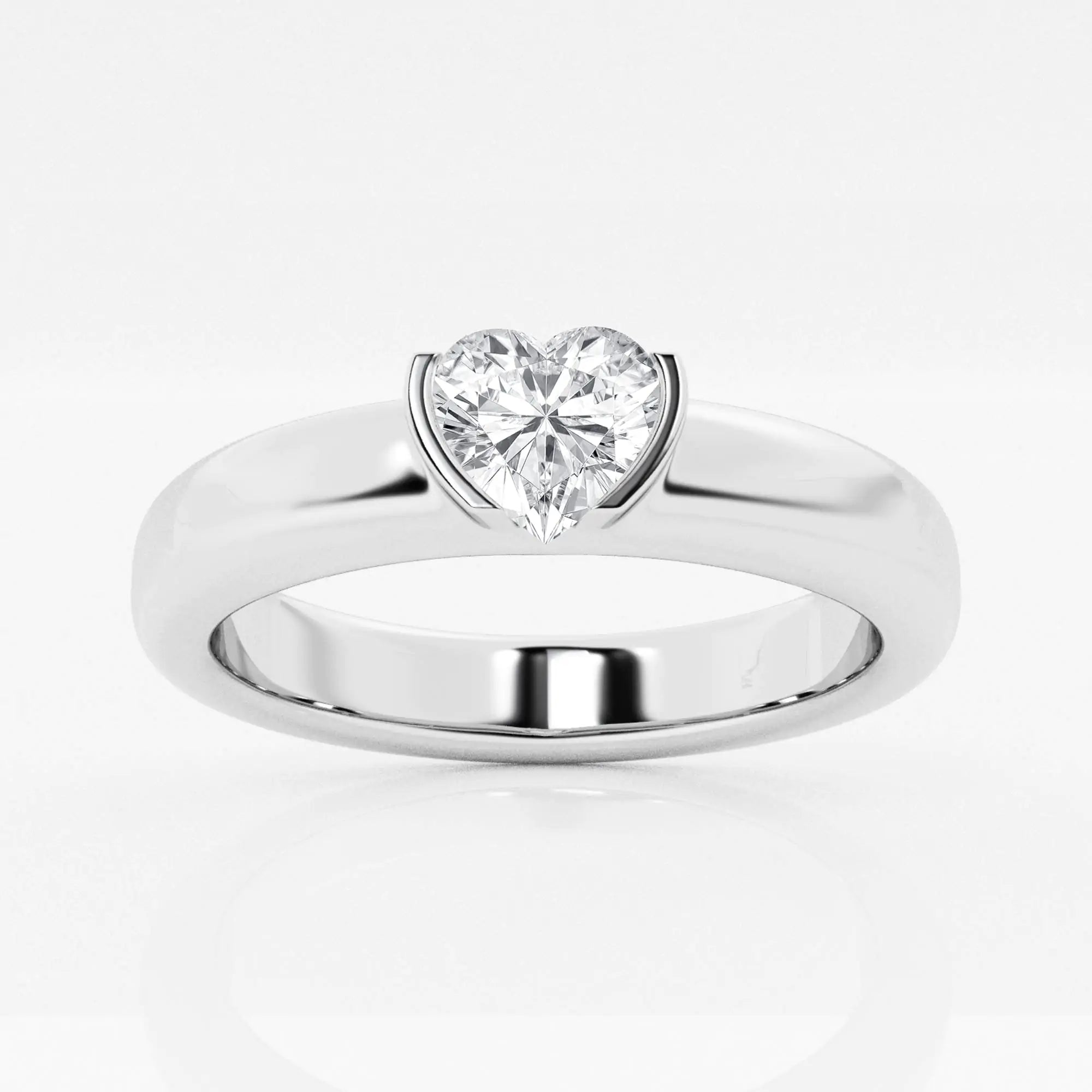 Heart Lab Grown Diamond Half Bezel Stackable Ring in Solid Gold