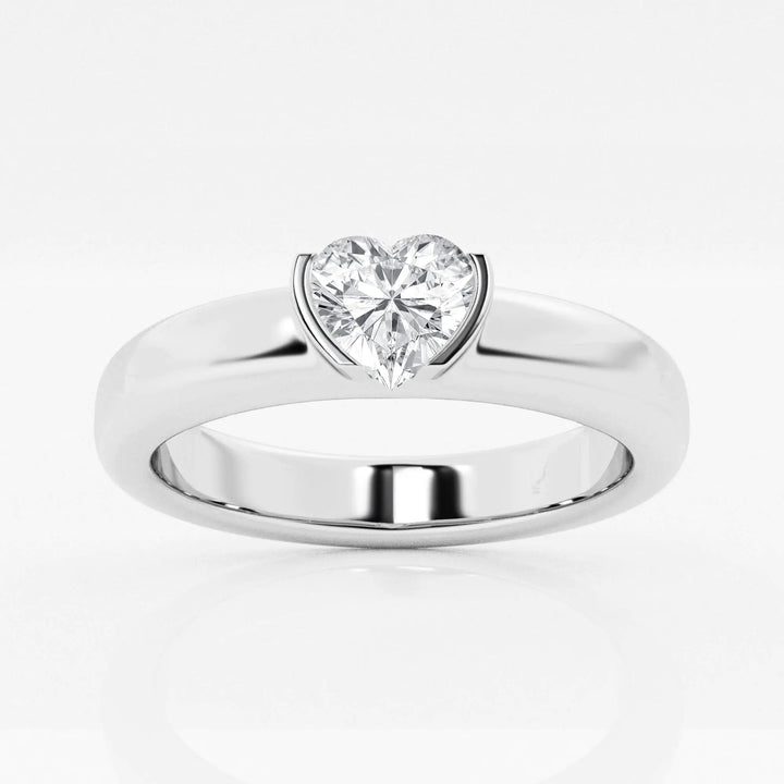 Heart Lab Grown Diamond Half Bezel Stackable Ring in Solid Gold