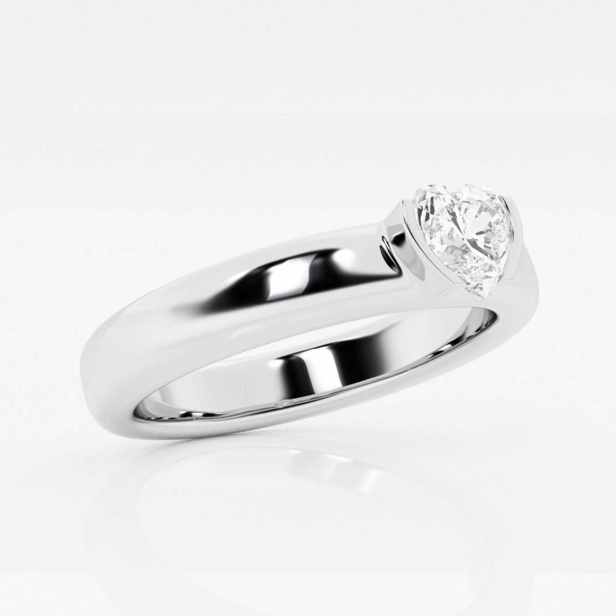 Heart Lab Grown Diamond Half Bezel Stackable Ring in Solid Gold