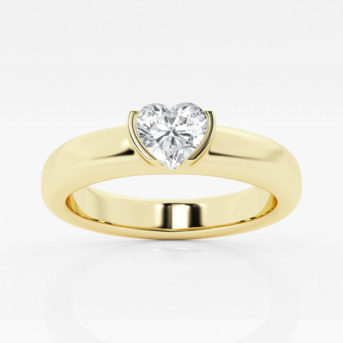 Heart Lab Grown Diamond Half Bezel Stackable Ring in Solid Gold