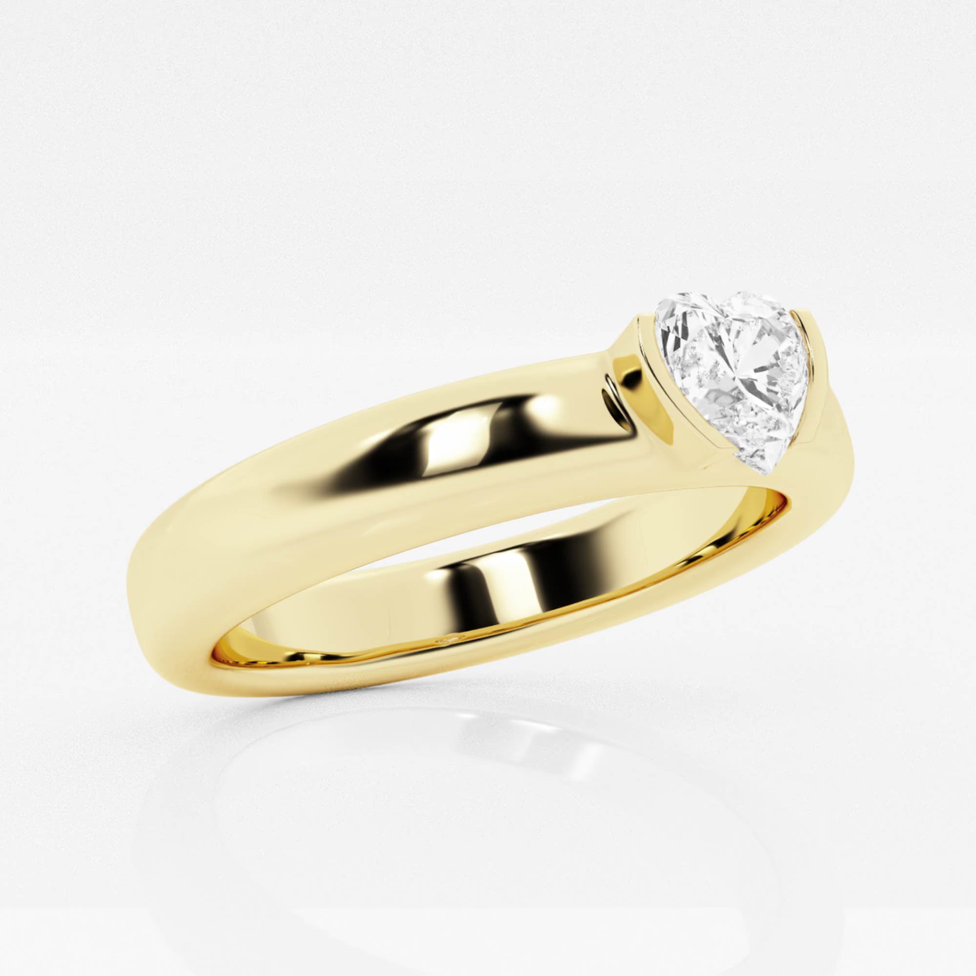 Heart Lab Grown Diamond Half Bezel Stackable Ring in Solid Gold