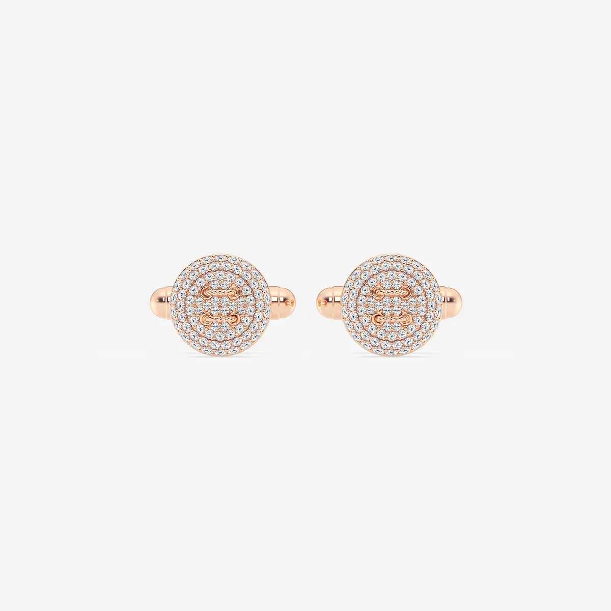 Classicé Round Lab-Grown Diamond Button Style Pavé Cufflinks