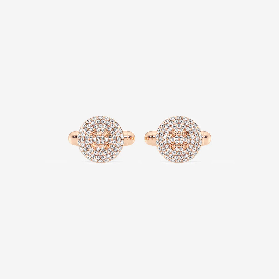 Classicé Round Lab-Grown Diamond Button Style Pavé Cufflinks