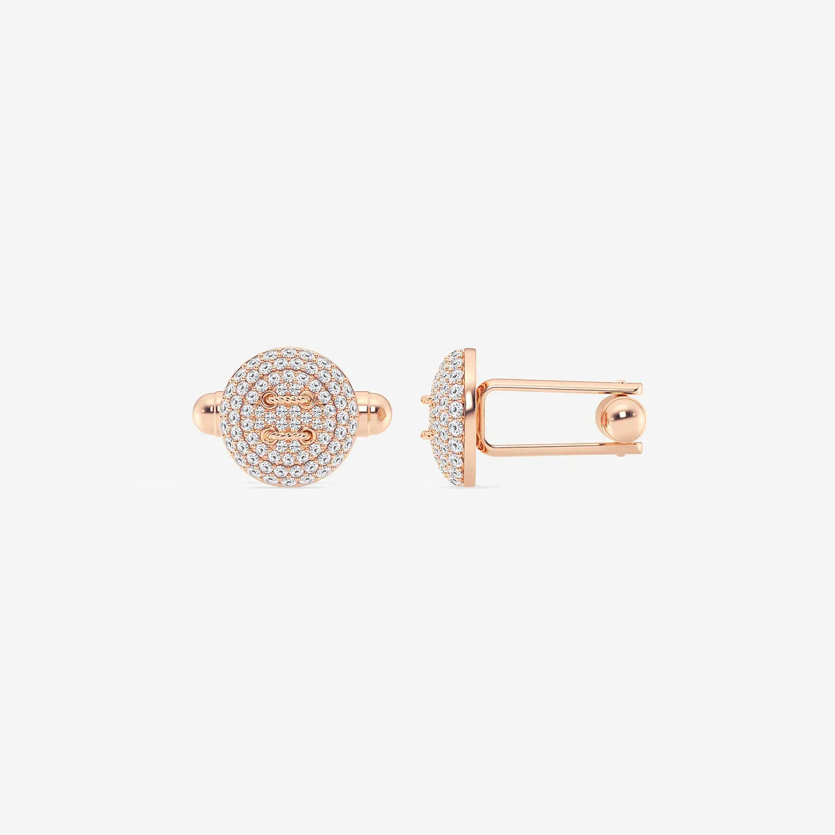 Classicé Round Lab-Grown Diamond Button Style Pavé Cufflinks