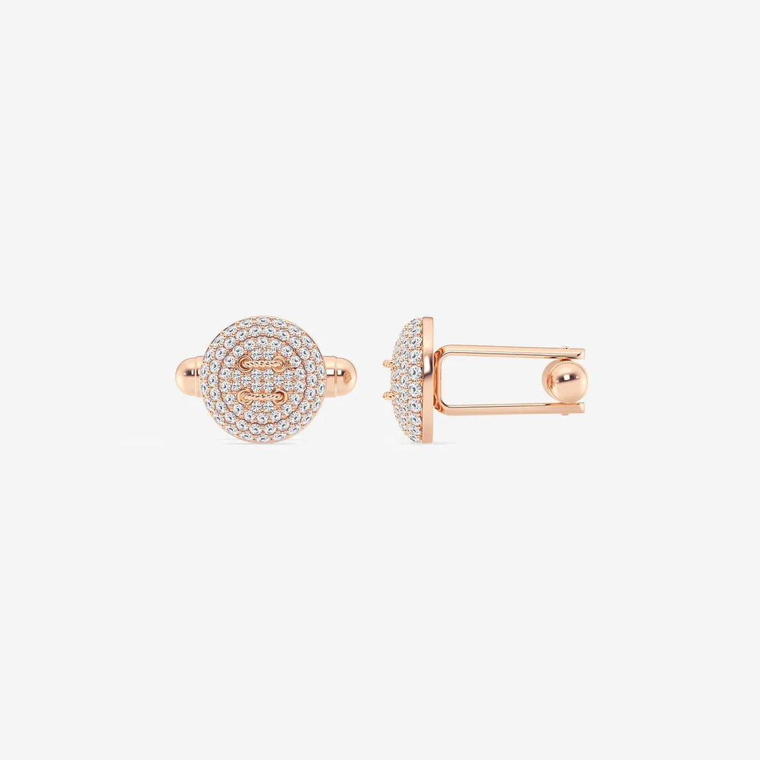 Classicé Round Lab-Grown Diamond Button Style Pavé Cufflinks