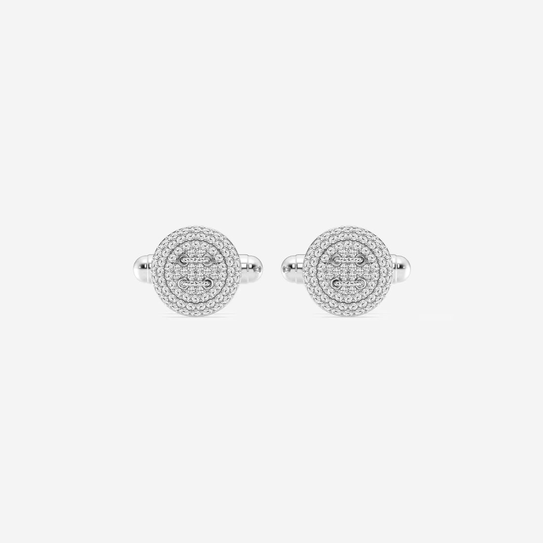 Classicé Round Lab-Grown Diamond Button Style Pavé Cufflinks