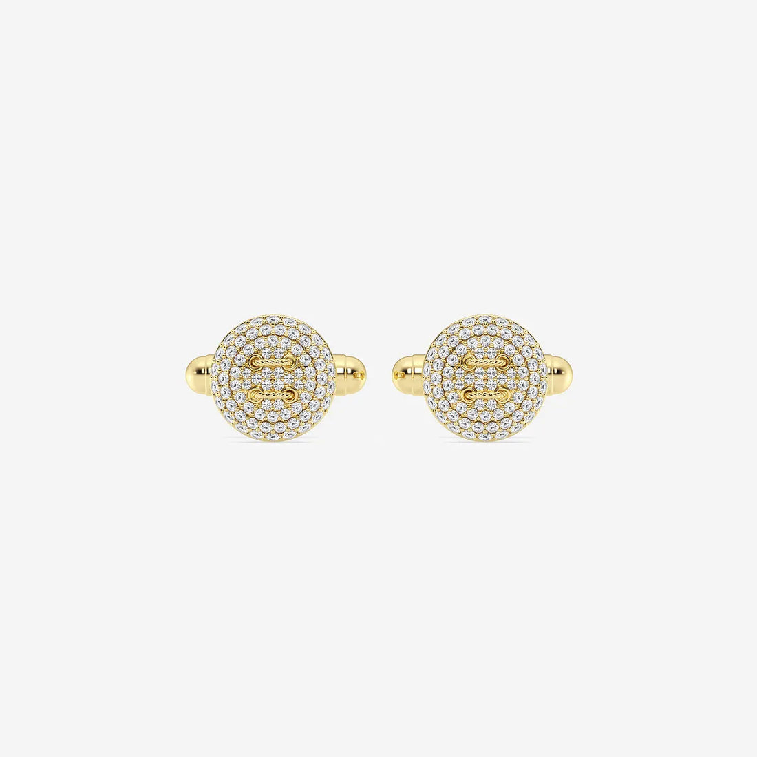 Classicé Round Lab-Grown Diamond Button Style Pavé Cufflinks