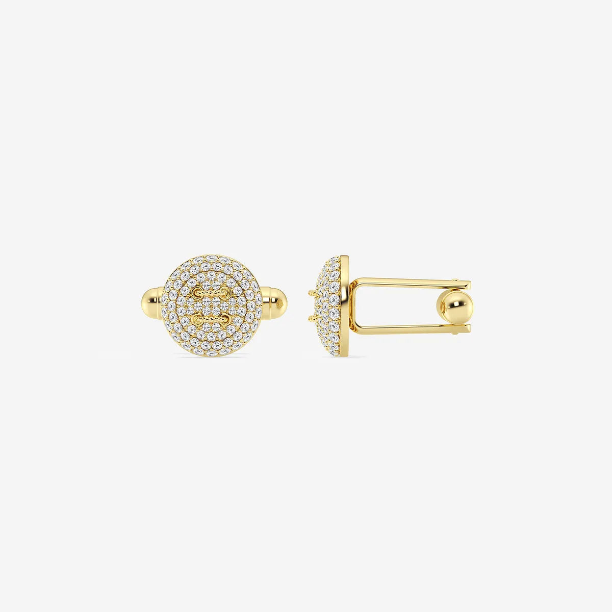 Classicé Round Lab-Grown Diamond Button Style Pavé Cufflinks