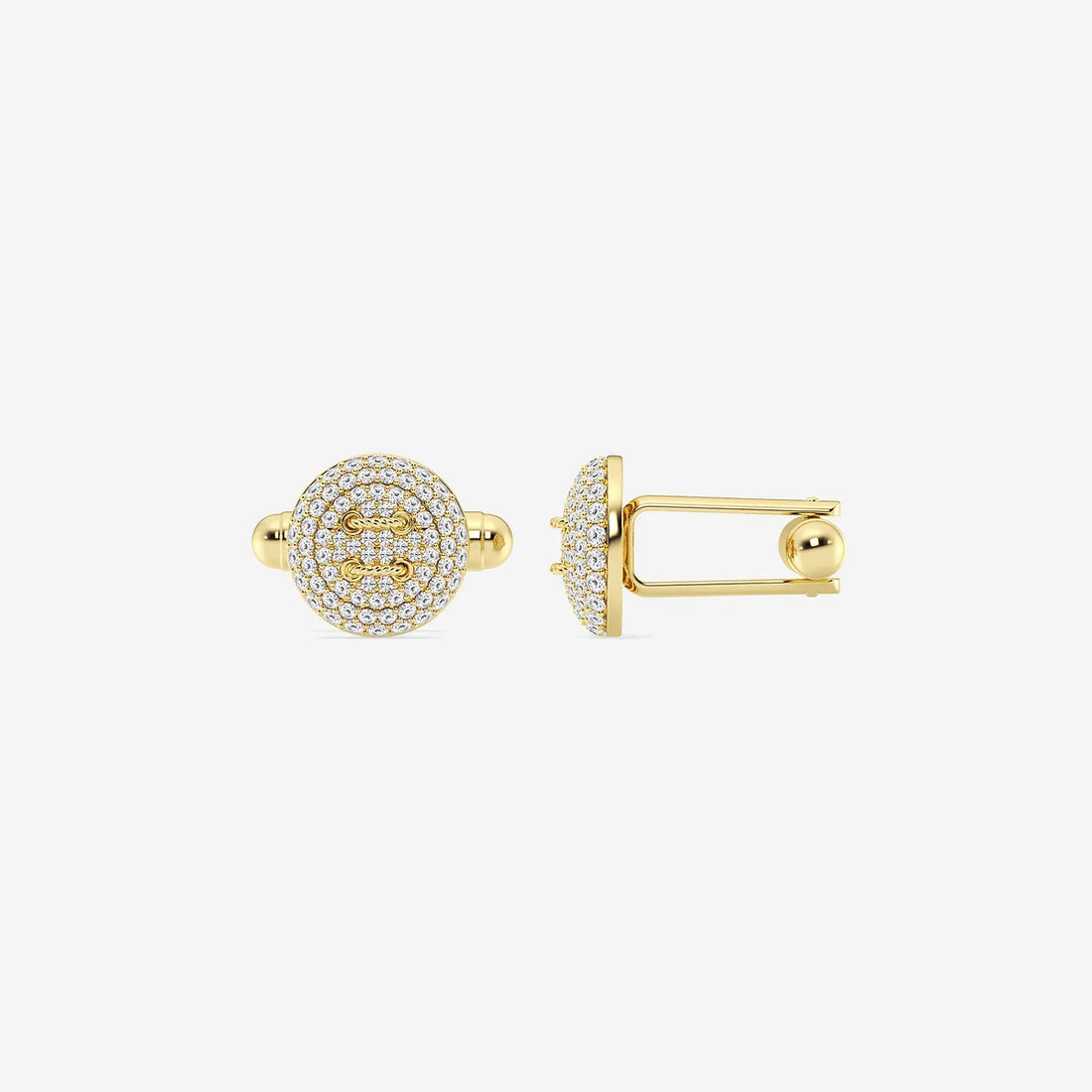 Classicé Round Lab-Grown Diamond Button Style Pavé Cufflinks