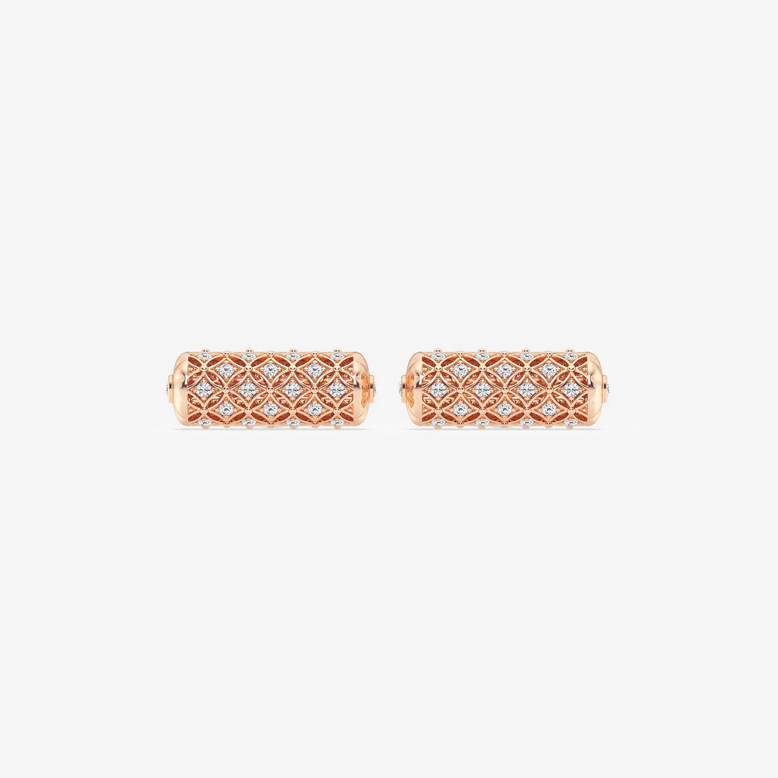 Vintage Inspired Round Lab Grown Diamond Filigree Cufflinks in Solid Silver & Gold