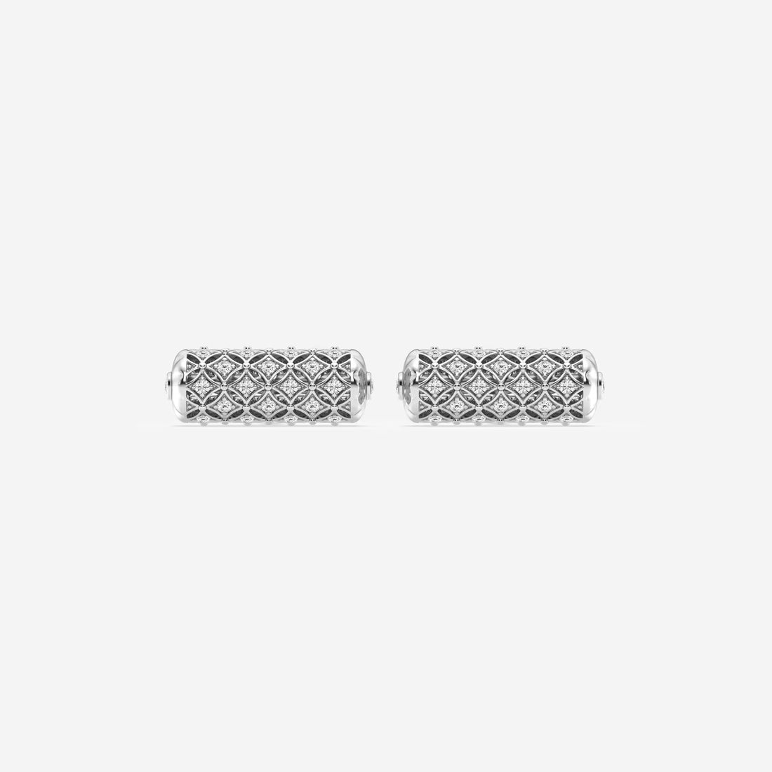 Vintage Inspired Round Lab Grown Diamond Filigree Cufflinks in Solid Silver & Gold
