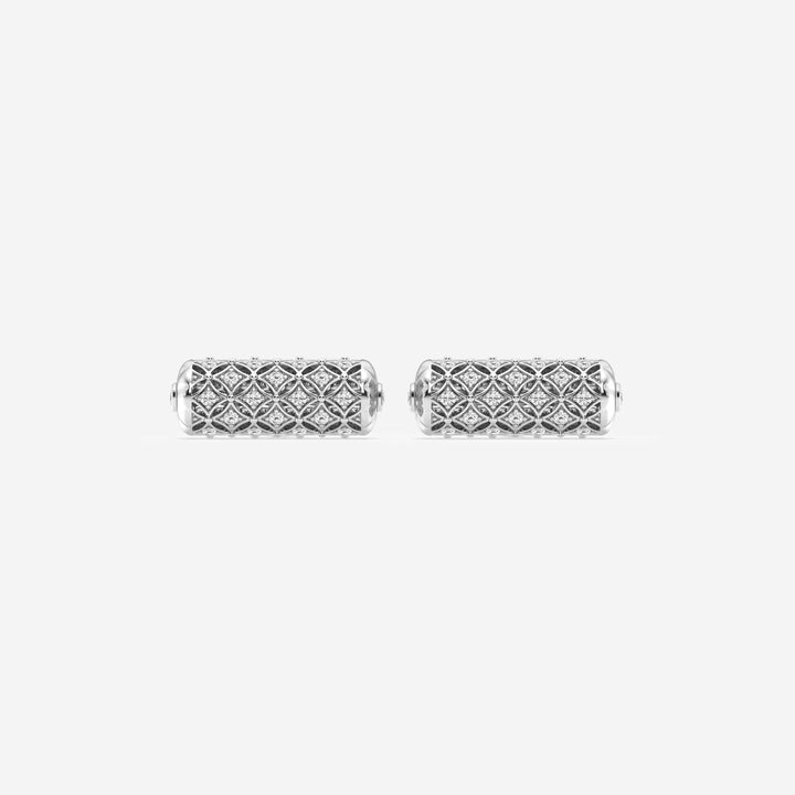 Vintage Inspired Round Lab Grown Diamond Filigree Cufflinks in Solid Silver & Gold