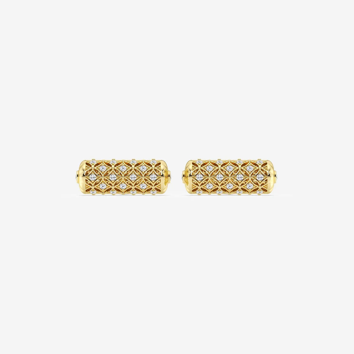 Vintage Inspired Round Lab Grown Diamond Filigree Cufflinks in Solid Silver & Gold