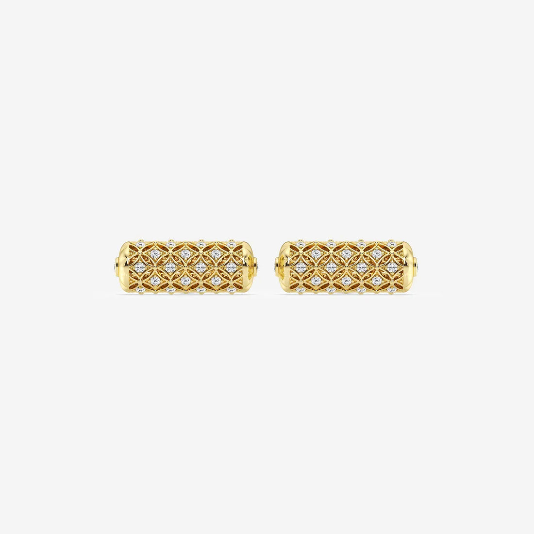 Vintage Inspired Round Lab Grown Diamond Filigree Cufflinks in Solid Silver & Gold