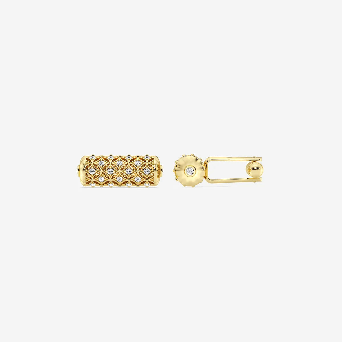 Vintage Inspired Round Lab Grown Diamond Filigree Cufflinks in Solid Silver & Gold