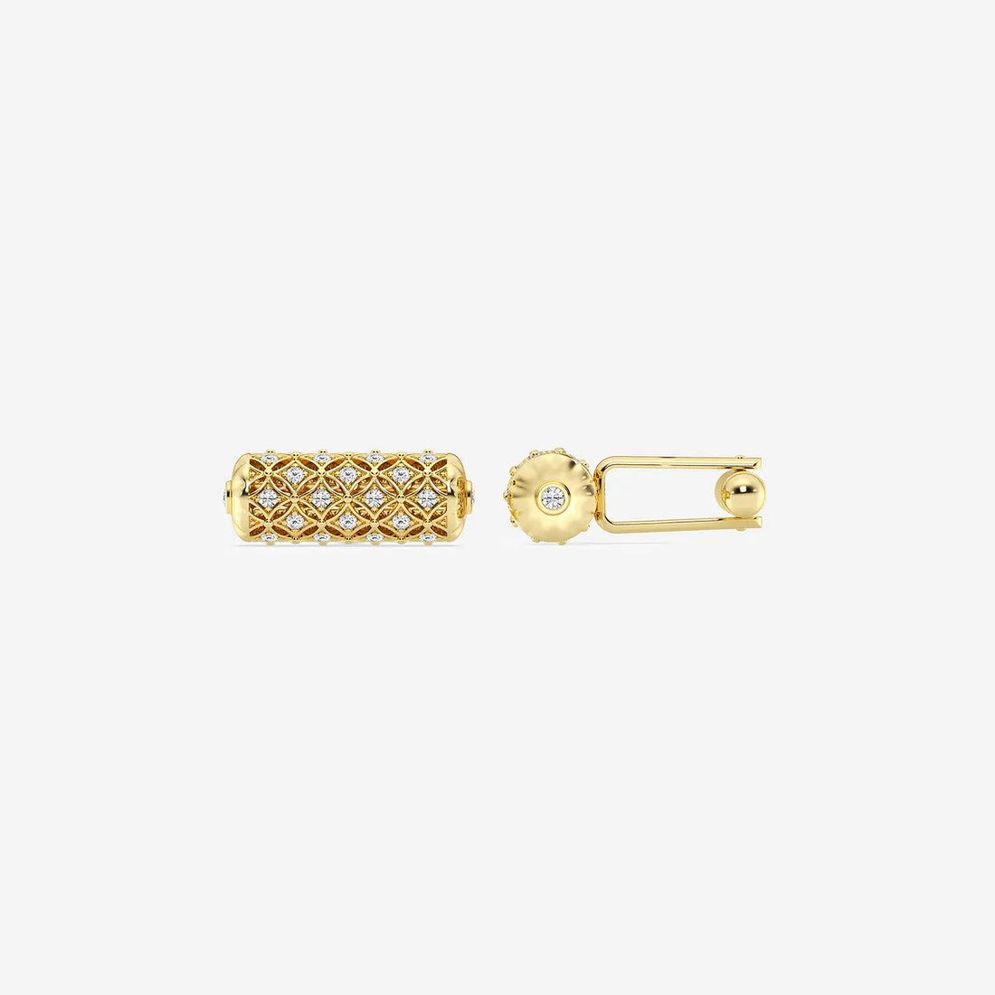 Vintage Inspired Round Lab Grown Diamond Filigree Cufflinks in Solid Silver & Gold