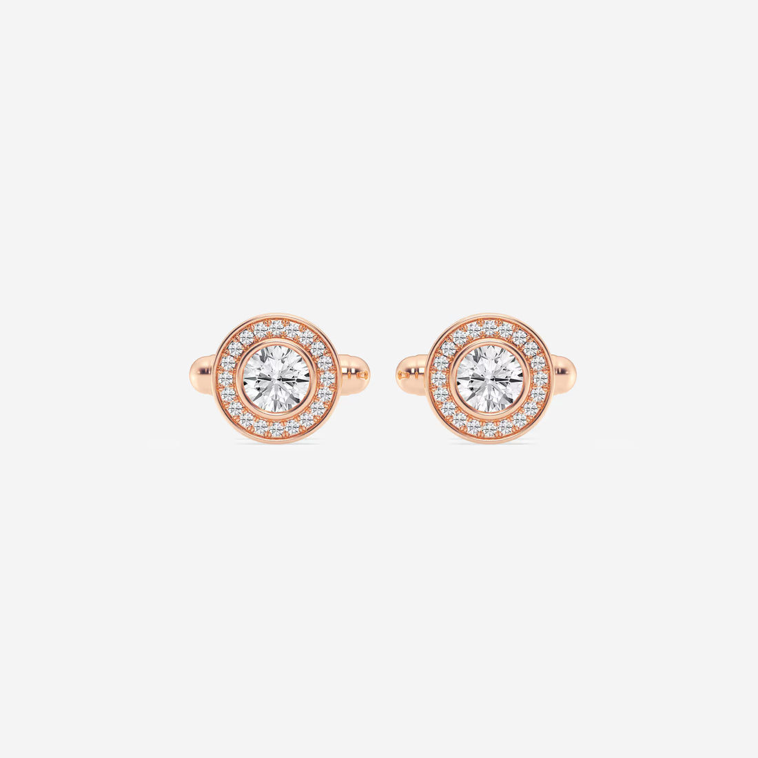 Lumé Halo Round Lab-Grown Diamond Bezel Cufflinks