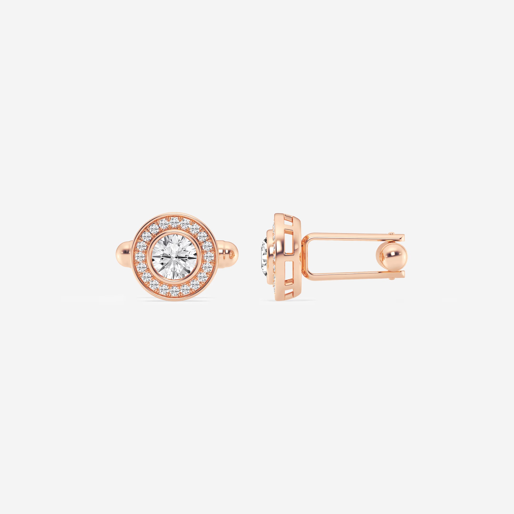 Lumé Halo Round Lab-Grown Diamond Bezel Cufflinks