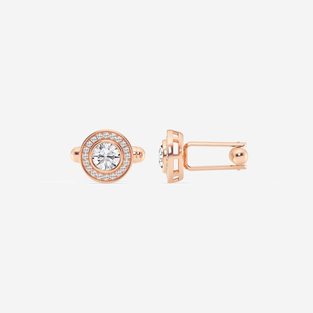 Lumé Halo Round Lab-Grown Diamond Bezel Cufflinks
