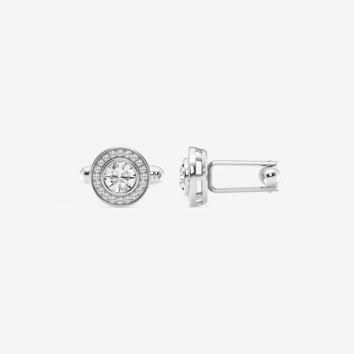 Lumé Halo Round Lab-Grown Diamond Bezel Cufflinks