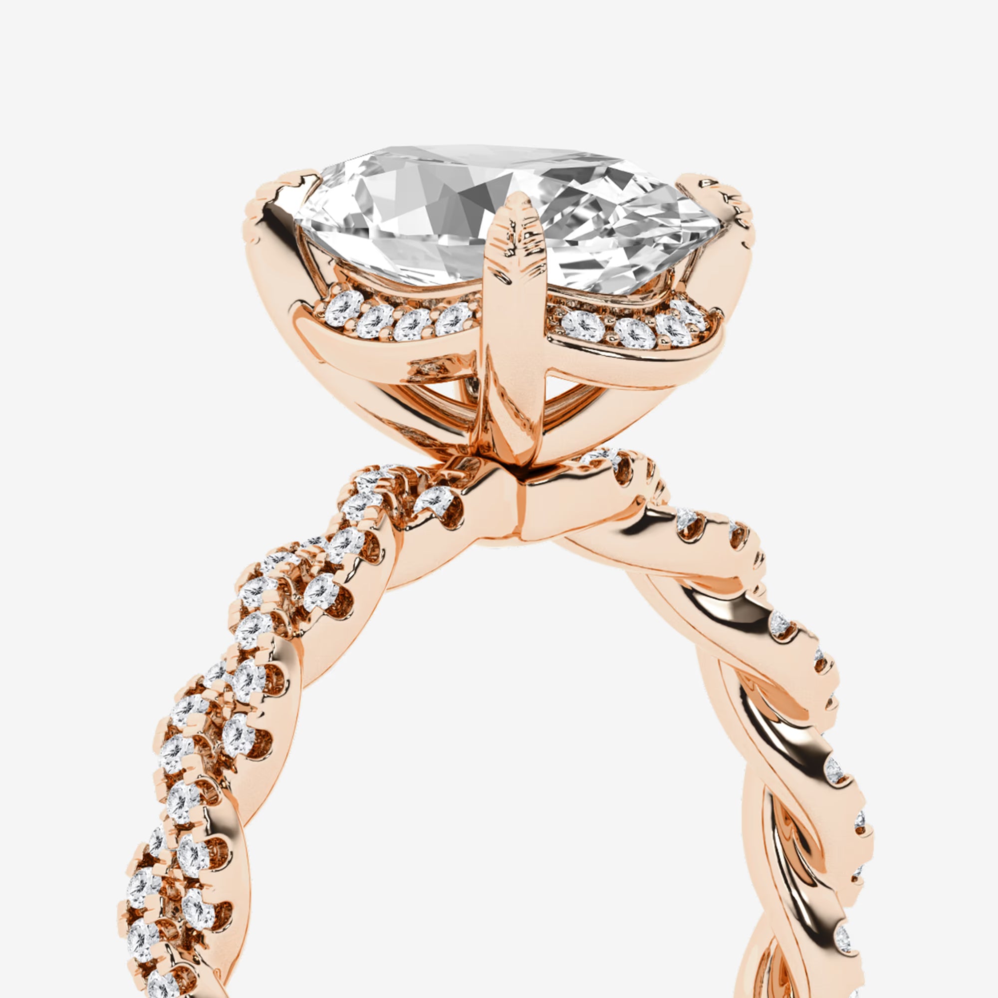 Elara Oval Lab Grown Diamond Hidden Halo Engagement Ring