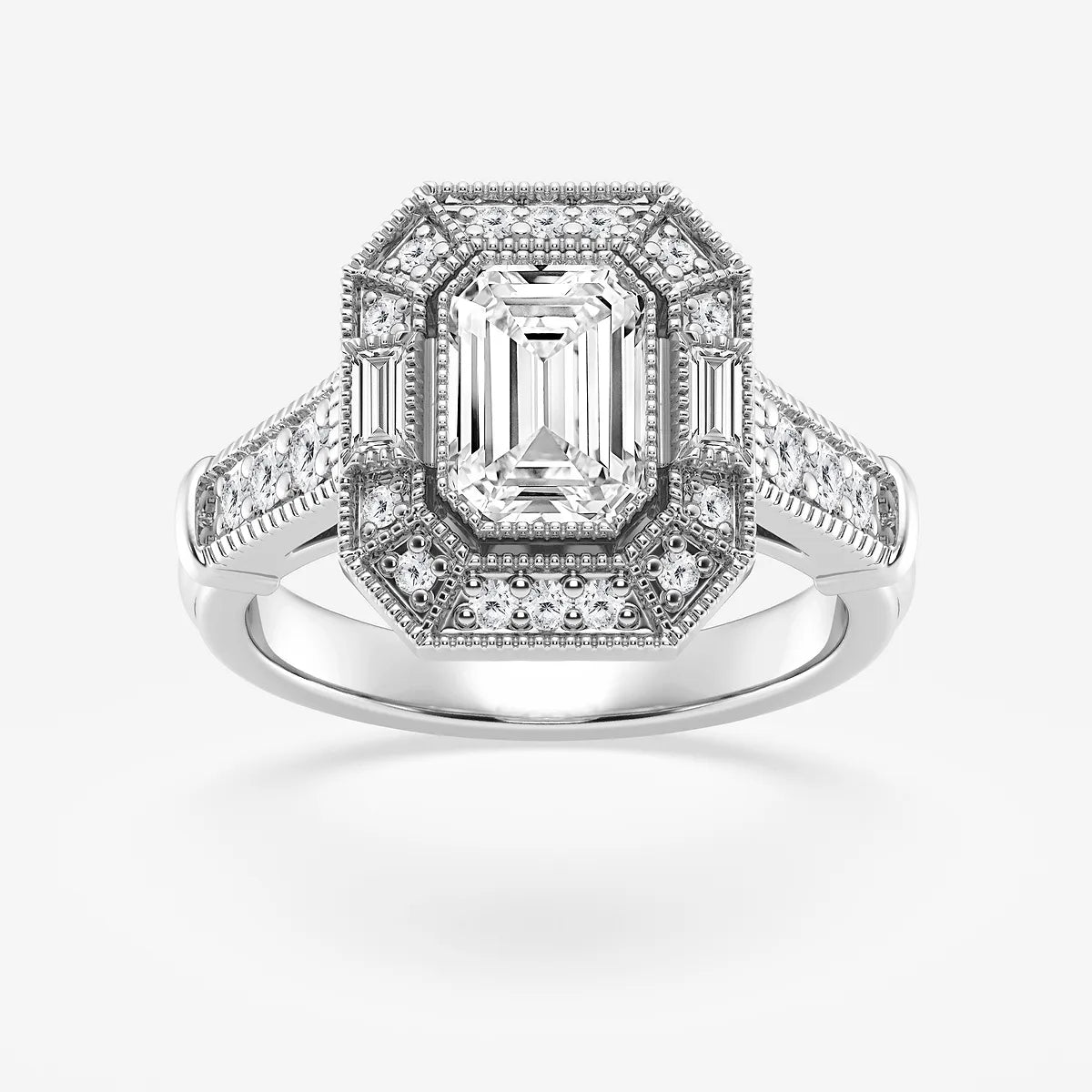Emerald Cut Vintage Art Deco Engagement Ring