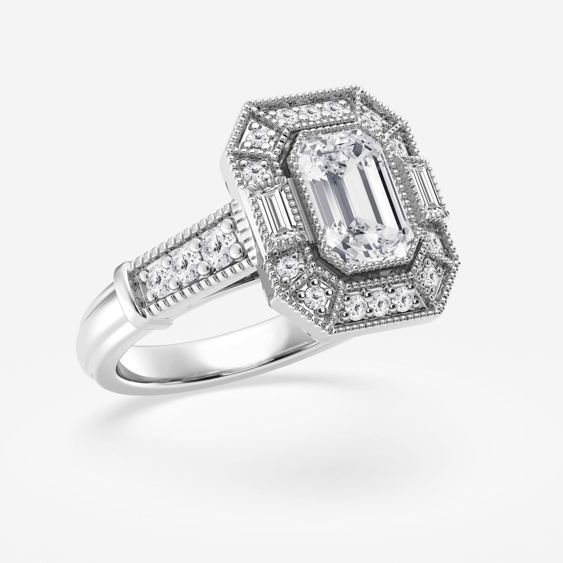 Emerald Cut Vintage Art Deco Engagement Ring