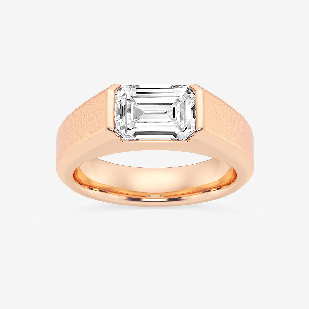 Fortis Emerald Lab-Grown Diamond Half Bezel Men’s Brushed Finish Wedding Band