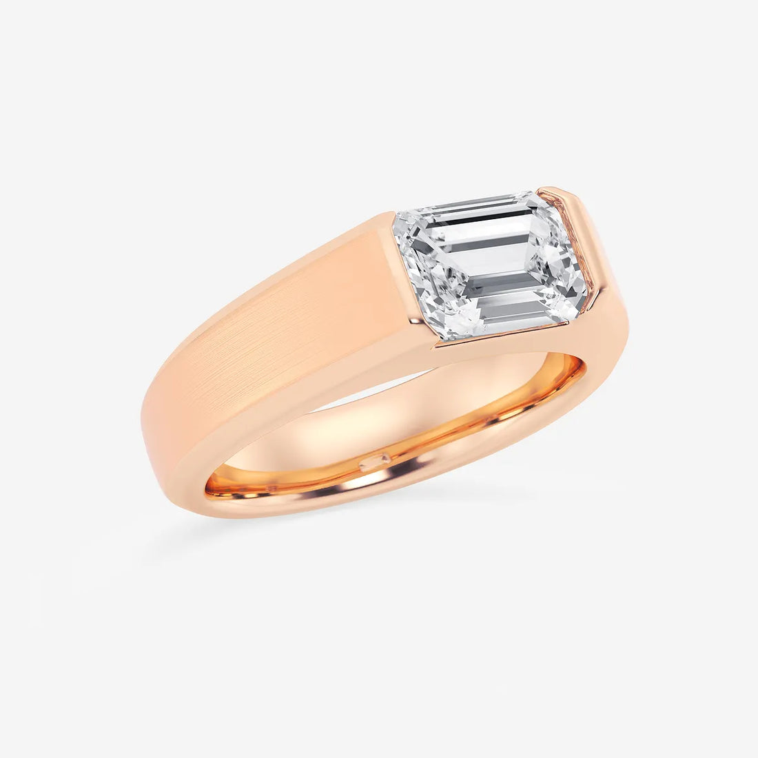 Fortis Emerald Lab-Grown Diamond Half Bezel Men’s Brushed Finish Wedding Band