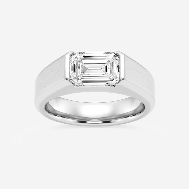 Fortis Emerald Lab-Grown Diamond Half Bezel Men’s Brushed Finish Wedding Band