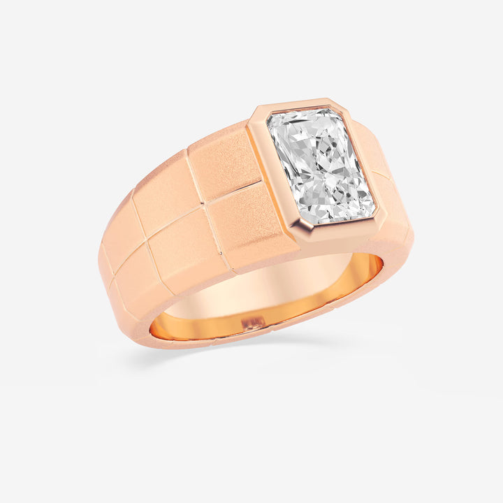 Sophisticated Men's Radiant Lab Grown Diamond Sandblast Finish Solitaire Wedding Band