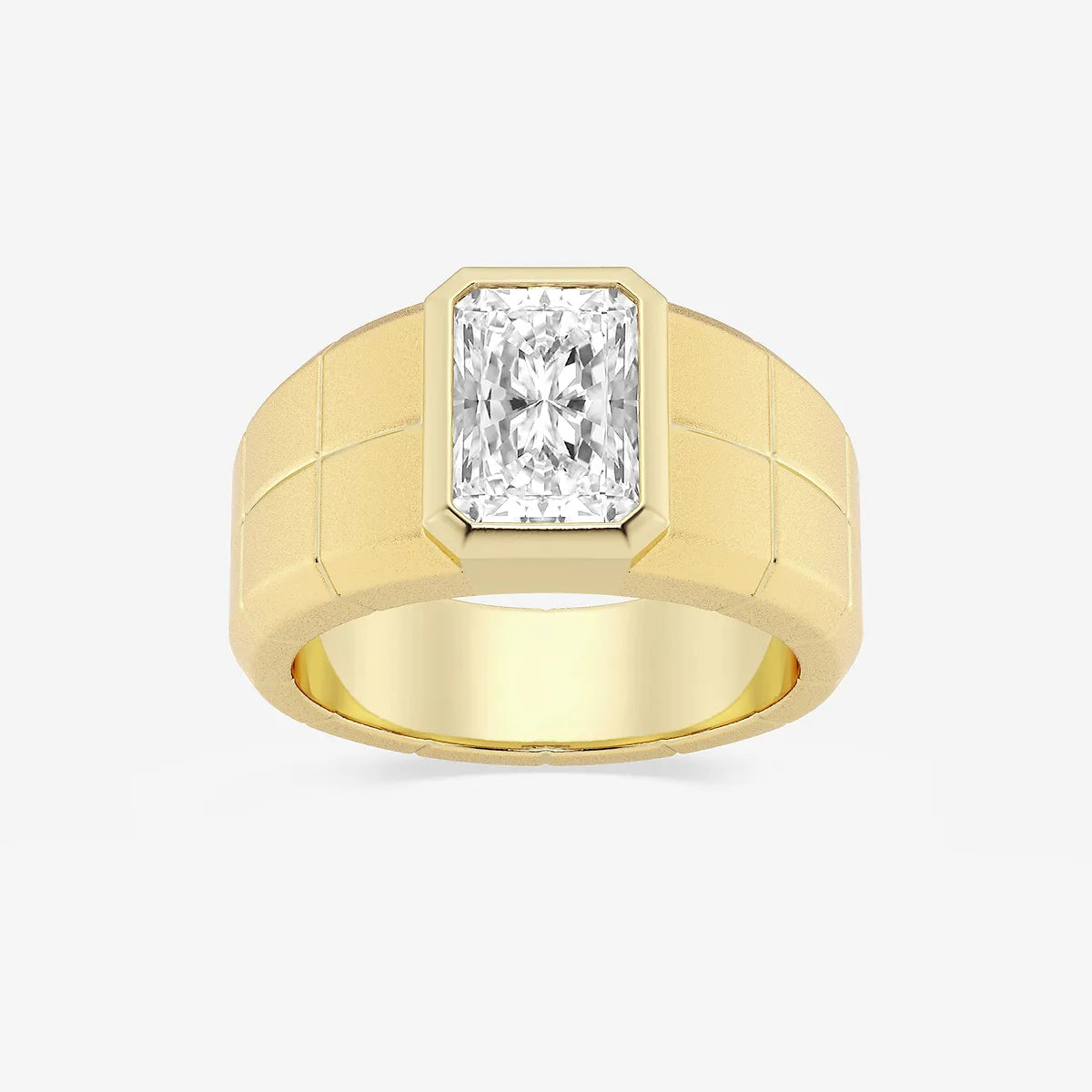 Sophisticated Men's Radiant Lab Grown Diamond Sandblast Finish Solitaire Wedding Band