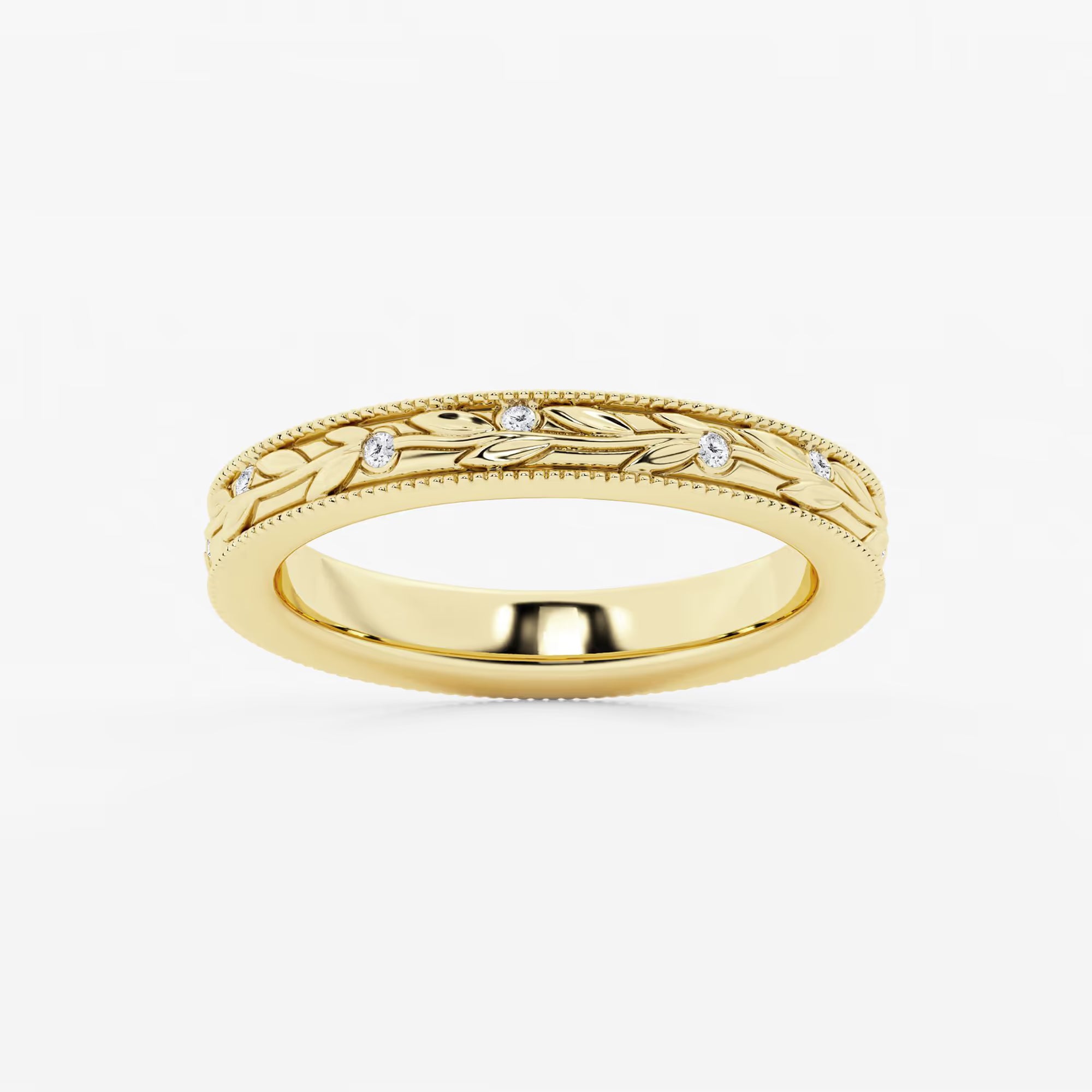 Bezelia Round Lab-Grown Diamond Bezel Set Wedding Band
