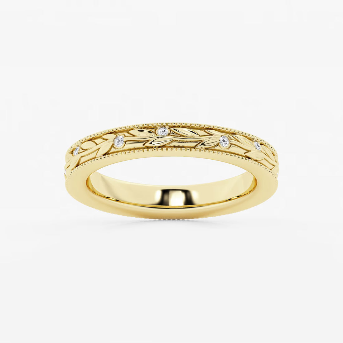 Bezelia Round Lab-Grown Diamond Bezel Set Wedding Band