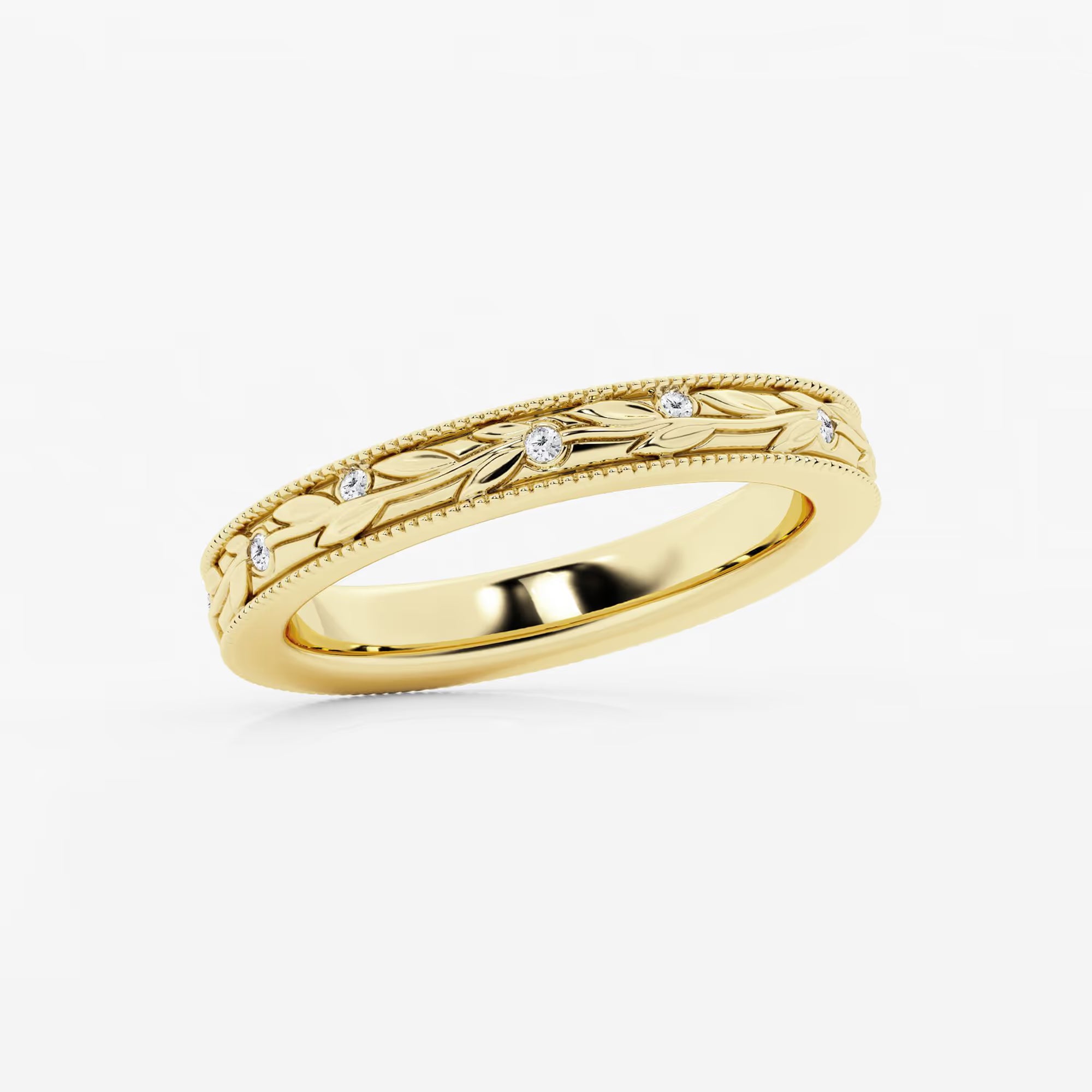 Bezelia Round Lab-Grown Diamond Bezel Set Wedding Band