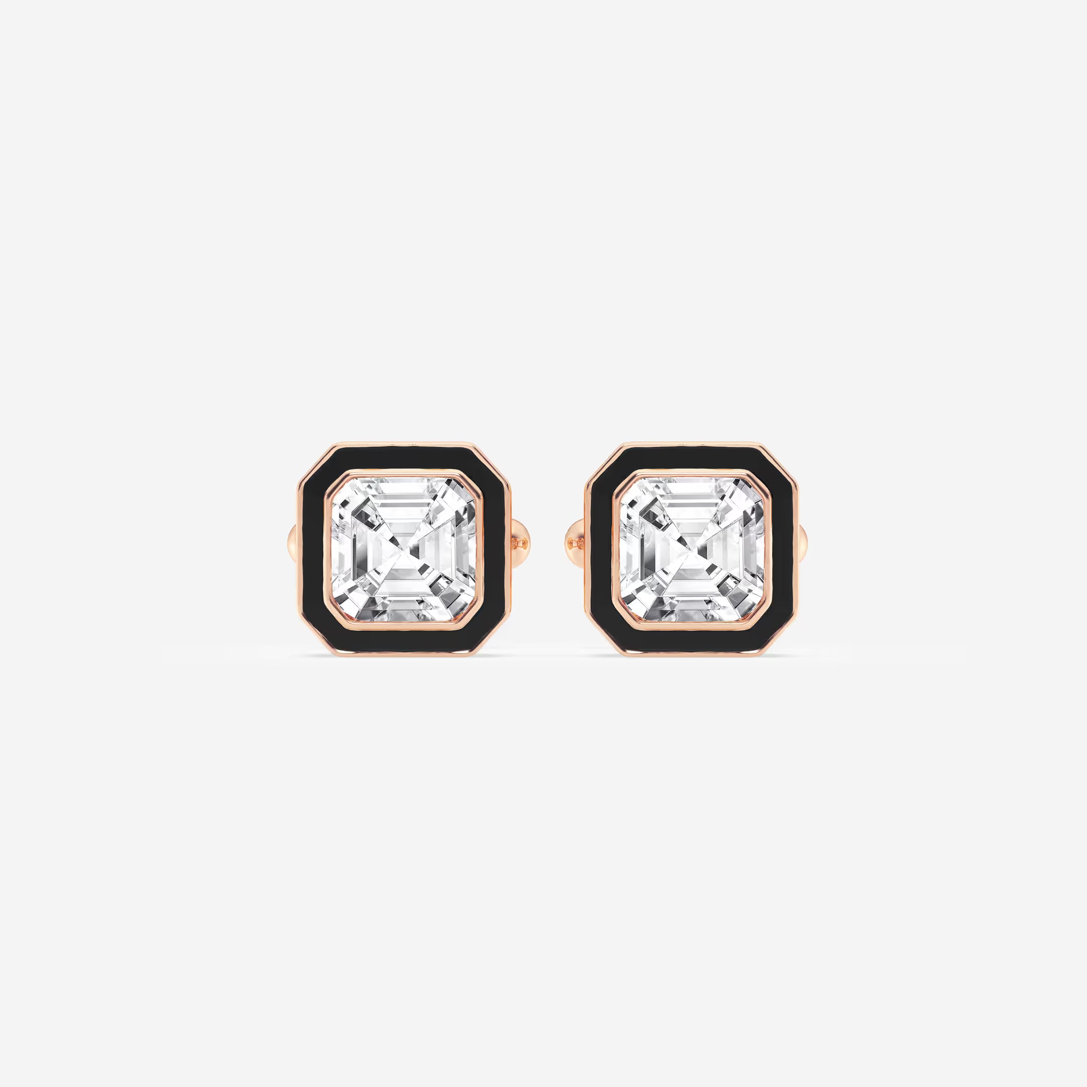 Noiré Asscher Lab-Grown Diamond Black Enamel Cufflinks