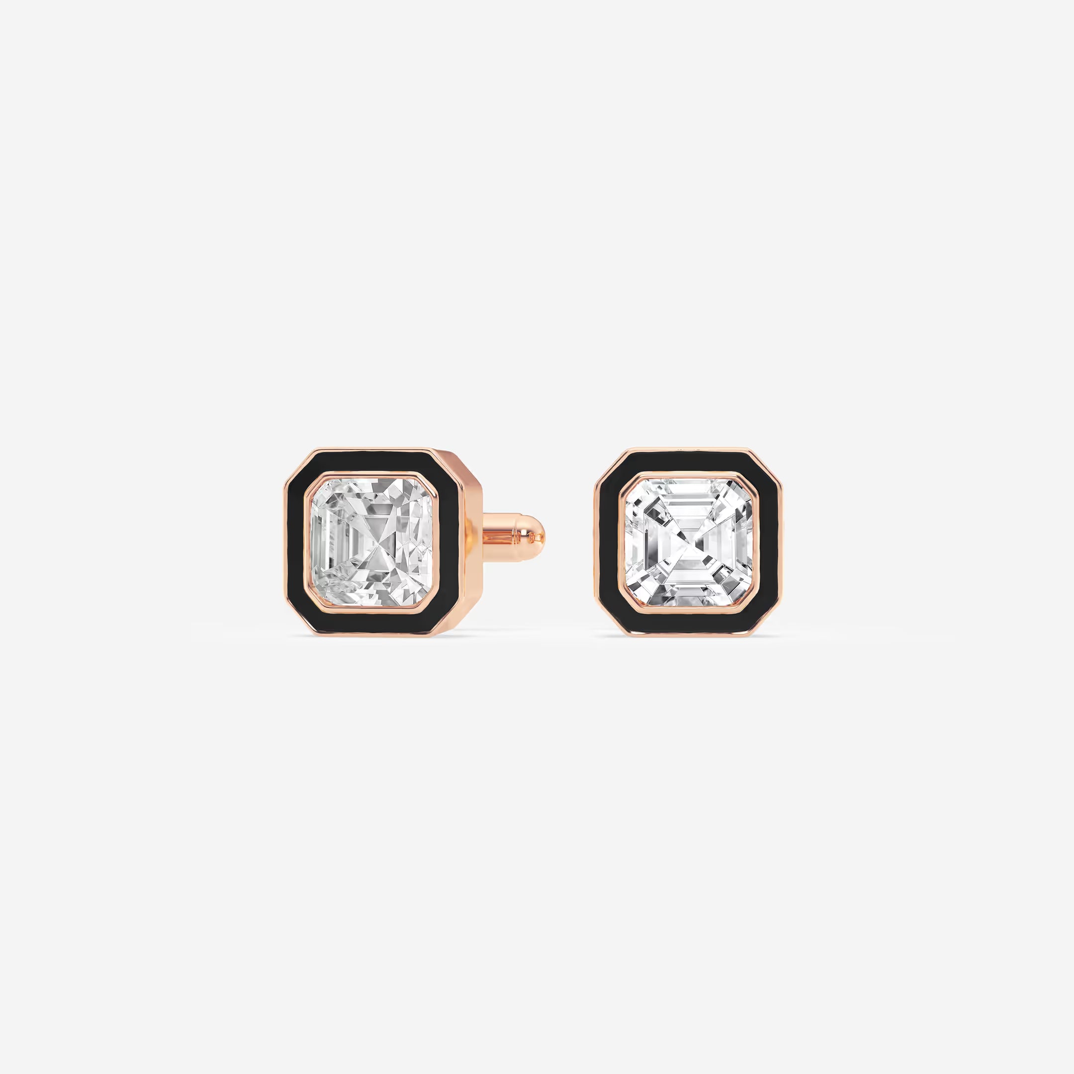 Noiré Asscher Lab-Grown Diamond Black Enamel Cufflinks