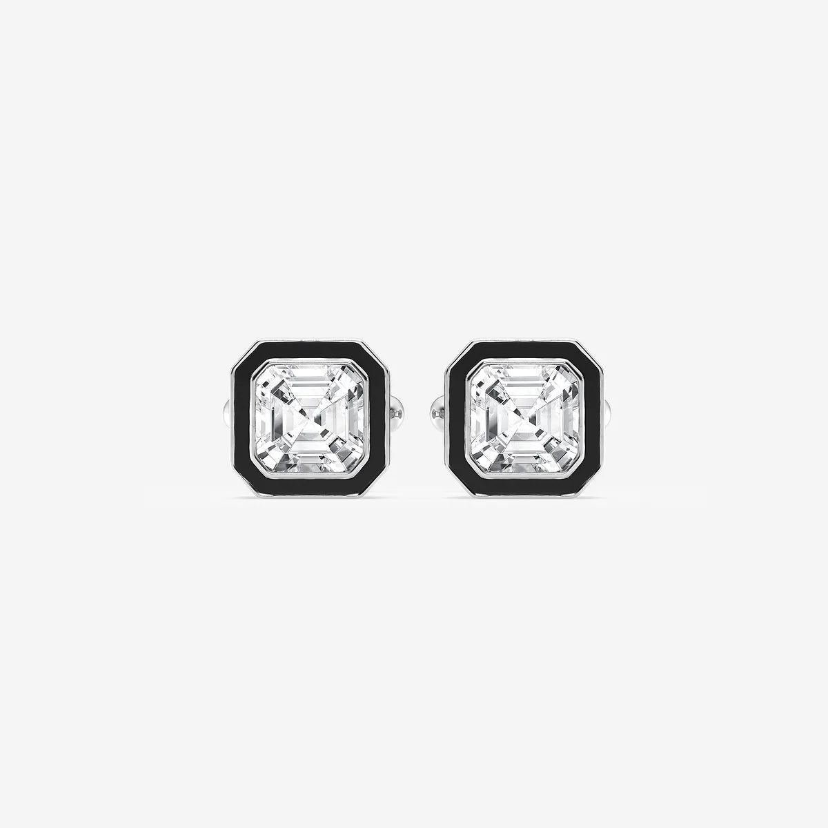 Noiré Asscher Lab-Grown Diamond Black Enamel Cufflinks