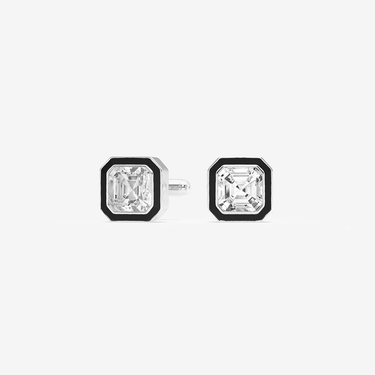 Noiré Asscher Lab-Grown Diamond Black Enamel Cufflinks