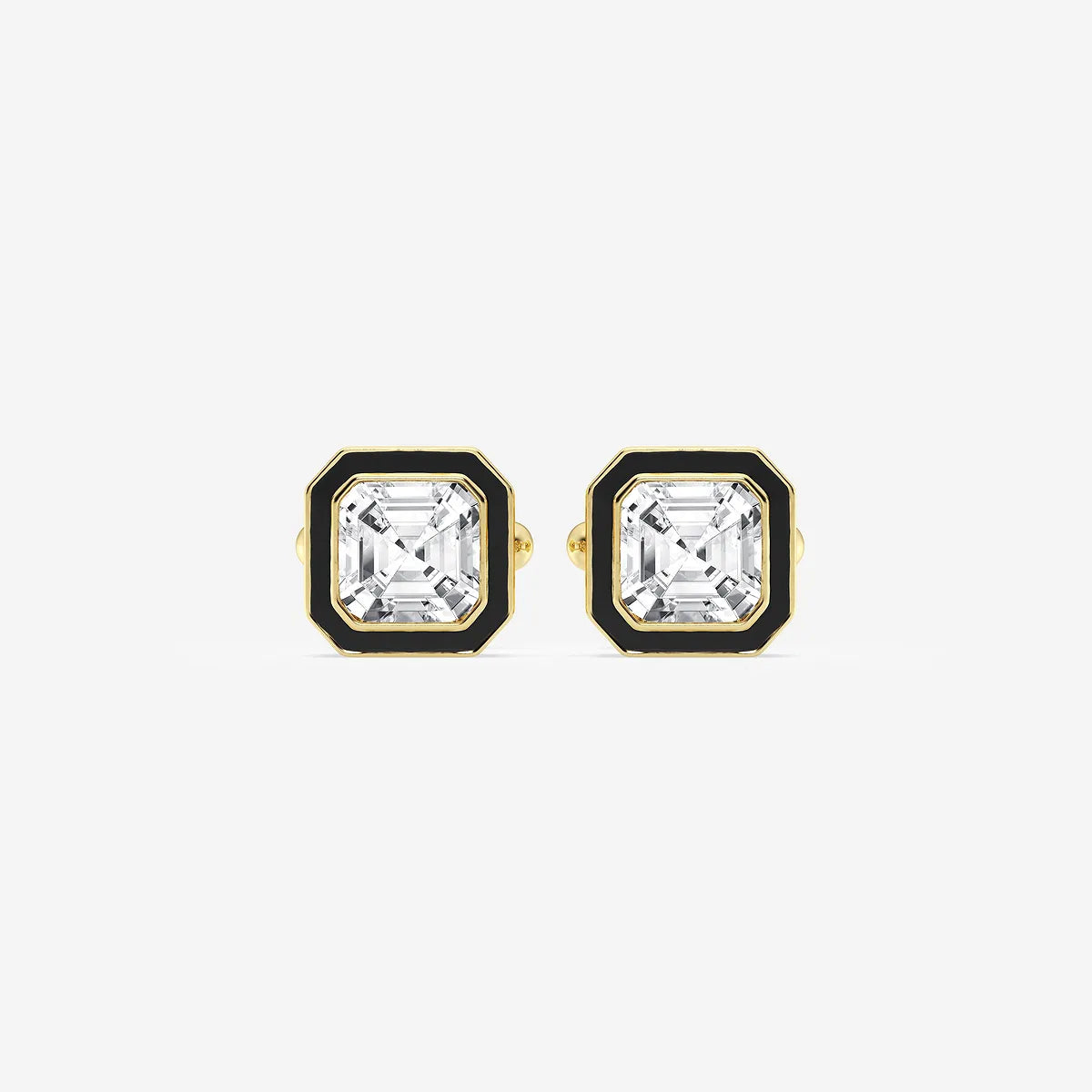 Noiré Asscher Lab-Grown Diamond Black Enamel Cufflinks