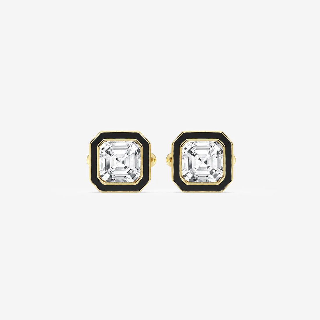 Noiré Asscher Lab-Grown Diamond Black Enamel Cufflinks