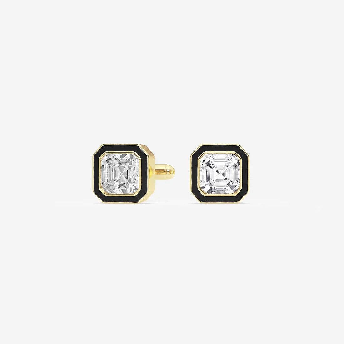Noiré Asscher Lab-Grown Diamond Black Enamel Cufflinks