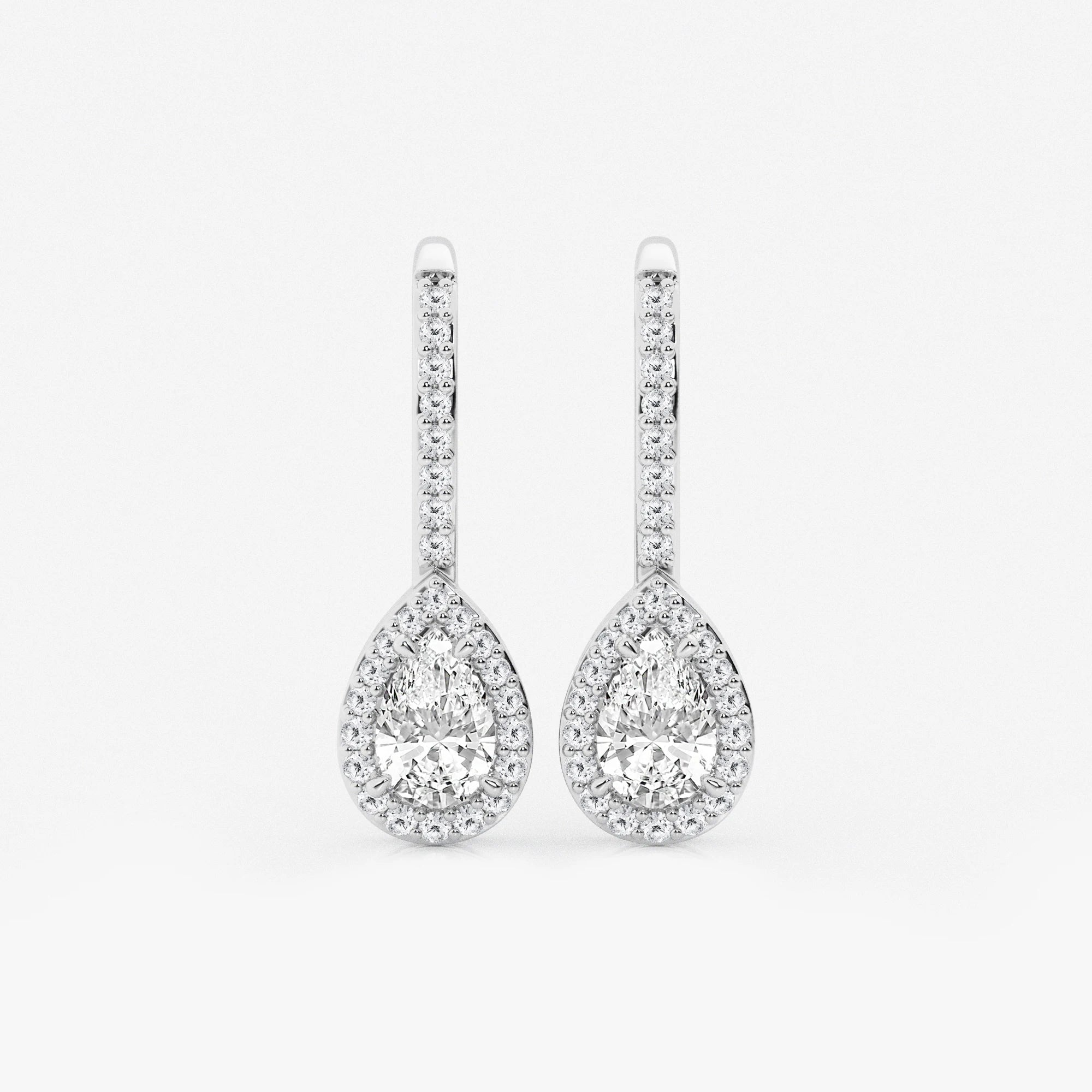 Elegant Pear Halo Lab Grown Diamond Drop Earrings