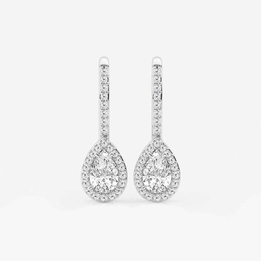 Elegant Pear Halo Lab Grown Diamond Drop Earrings